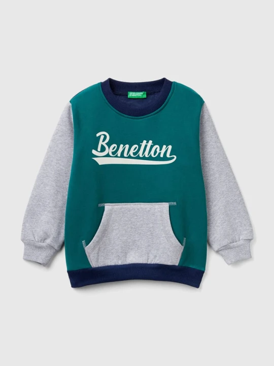 Zdjęcie produktu Benetton Bluza w kolorze szaro-zielono-granatowym rozmiar: 82