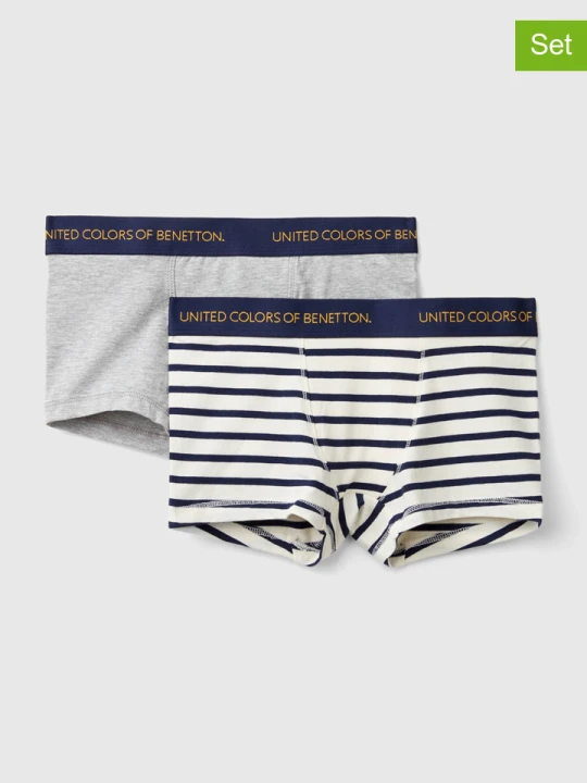 Zdjęcie produktu Benetton Bokserki (2 pary) w kolorze szaro-kremowo-granatowym rozmiar: 90