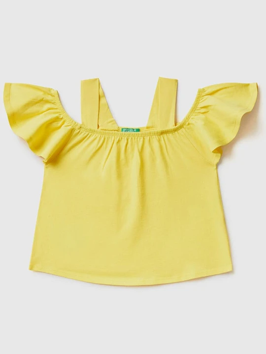 Zdjęcie produktu Benetton Koszulka w kolorze żółtym rozmiar: 150