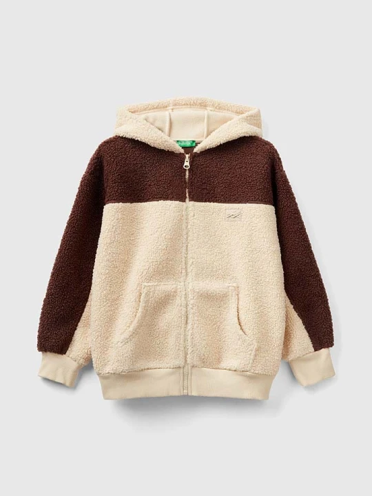 Zdjęcie produktu Benetton Kurtka polarowa w kolorze kremowo-brązowym rozmiar: 150