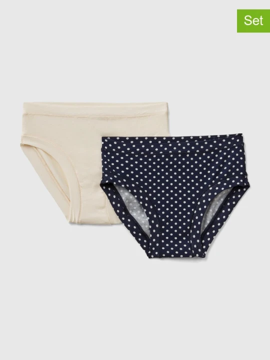 Zdjęcie produktu Benetton Majtki (2 pary) w kolorze kremowo-granatowym rozmiar: 110