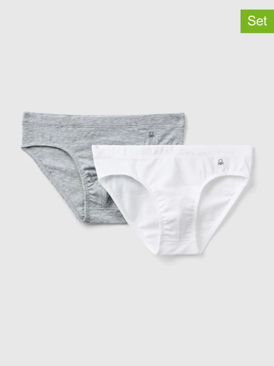 Zdjęcie produktu Benetton Slipki (2 pary) w kolorze szaro-białym rozmiar: 90