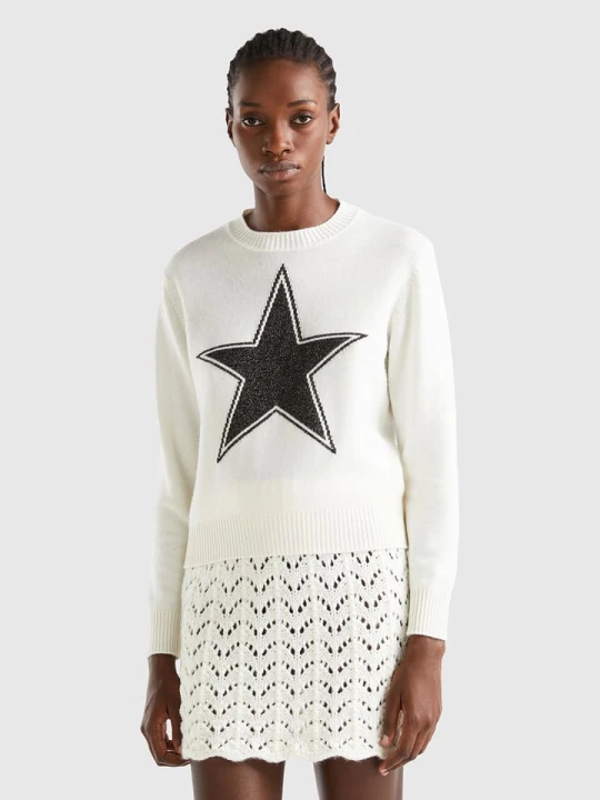 Zdjęcie produktu Benetton Sweter w kolorze biało-czarnym rozmiar: XL