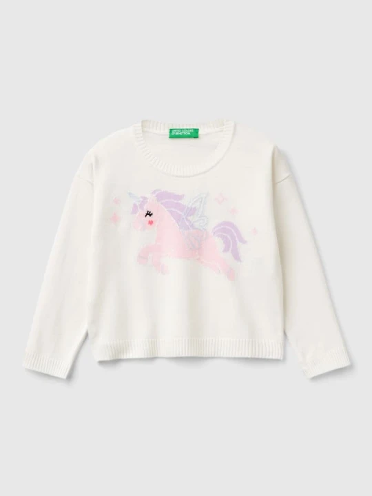 Zdjęcie produktu Benetton Sweter w kolorze białym rozmiar: 116