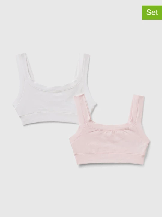 Zdjęcie produktu Benetton Topy (2 szt.) w kolorze biało-jasnoróżowym rozmiar: 130