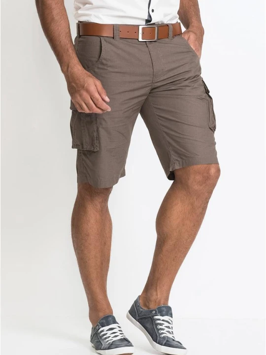 Zdjęcie produktu Bermudy bojówki z czystej bawełny, relaxed fit BonPrix zielony
