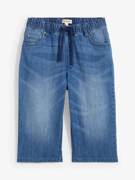 Zdjęcie produktu Bermudy chłopięce z gumką w talii Slim Fit BonPrix niebieski