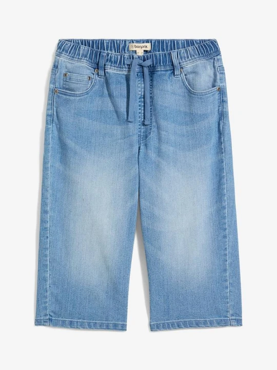 Zdjęcie produktu Bermudy chłopięce z gumką w talii Slim Fit BonPrix niebieski