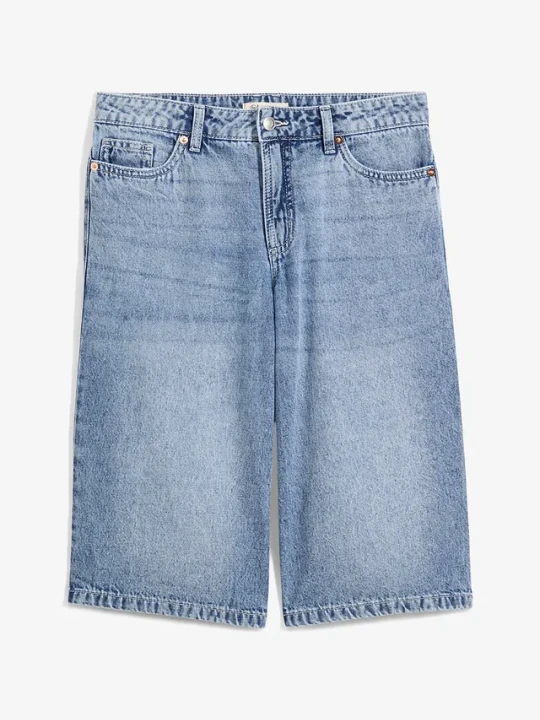 Zdjęcie produktu Bermudy dżinsowe mid waist, low stretch BonPrix niebieski