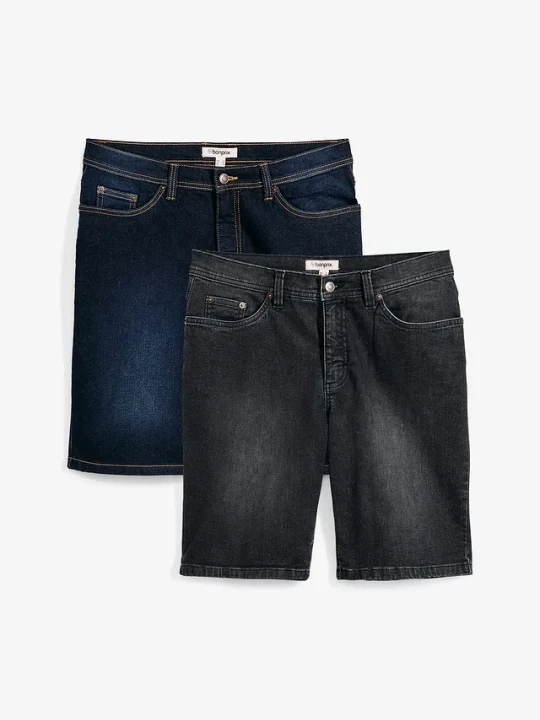 Zdjęcie produktu Bermudy jeansowe ze stretchem, regular fit (2 pary) BonPrix niebieski