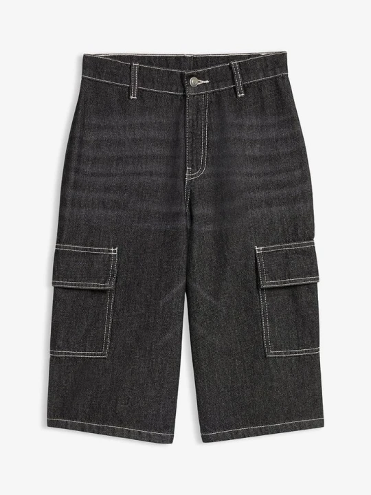 Zdjęcie produktu Bermudy jeansowe, loose fit, z czystej bawełny BonPrix czarny