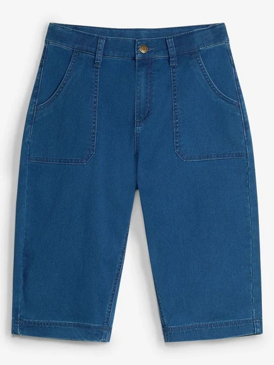 Zdjęcie produktu Bermudy jeansowe z regulowanym pasem, loose fit BonPrix niebieski