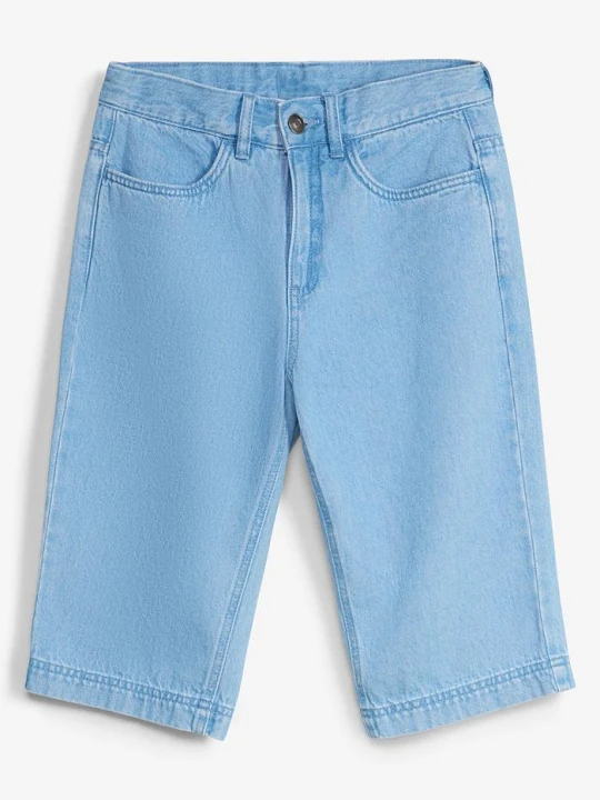 Zdjęcie produktu Bermudy jeansowe z regulowanym pasem, loose fit BonPrix niebieski