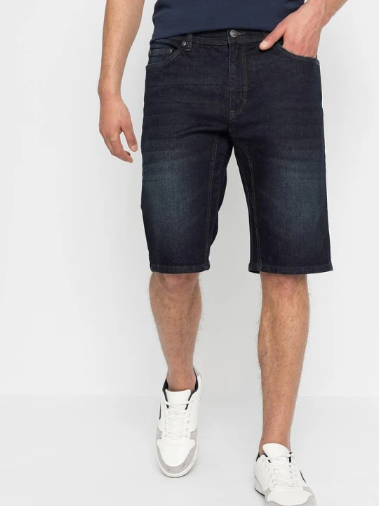 Zdjęcie produktu Bermudy jeansowe ze stretchem i wzmocnionym krokiem, regular fit BonPrix niebieski