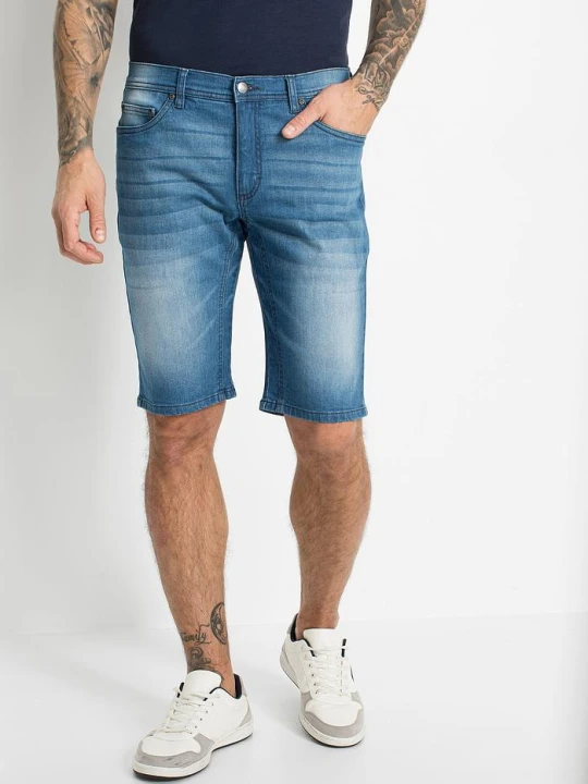 Zdjęcie produktu Bermudy jeansowe ze stretchem i wzmocnionym krokiem, regular fit BonPrix niebieski
