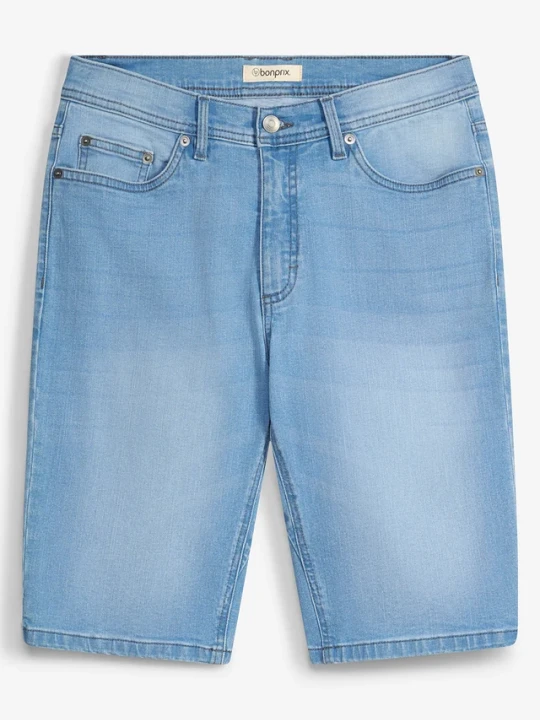 Zdjęcie produktu Bermudy jeansowe ze stretchem, ze wzmocnioną częścią w kroku, regular fit, 2 szt. BonPrix niebieski