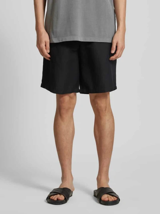 Zdjęcie produktu Bermudy lniane o kroju regular fit ze szlufkami na pasek Armani Exchange Czarny