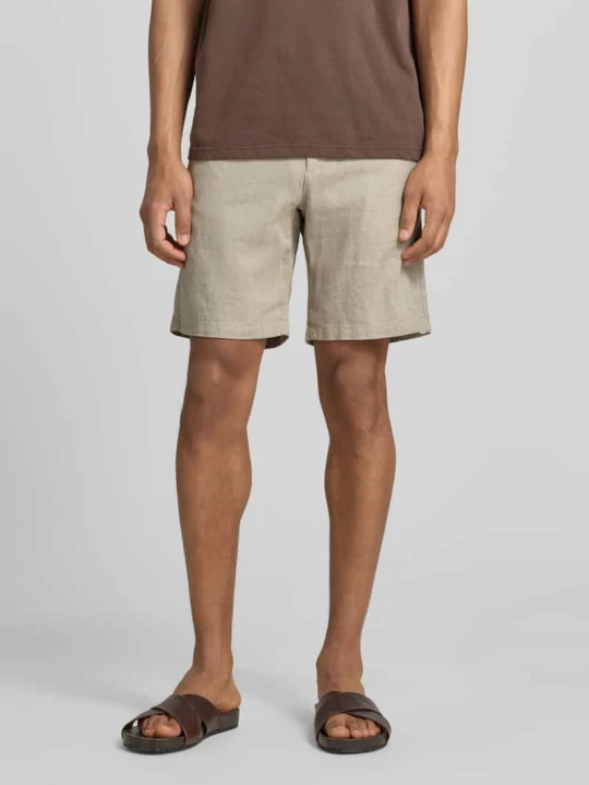 Zdjęcie produktu Bermudy o kroju slim fit z mieszanki bawełny i lnu model 'BRODY' Selected Oliwkowy
