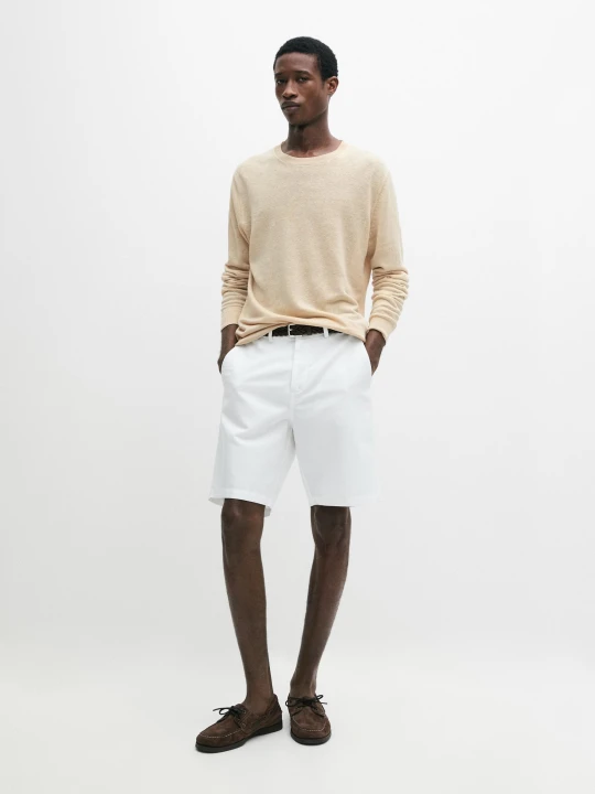 Zdjęcie produktu Bermudy Z Lnu - Biały - - Massimo Dutti - Mężczyzna