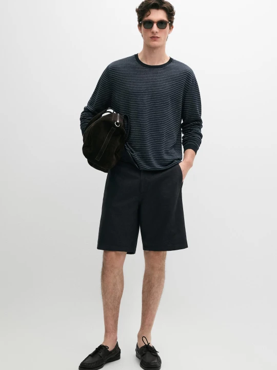 Zdjęcie produktu Bermudy Z Lnu - Granatowy - Massimo Dutti - Male