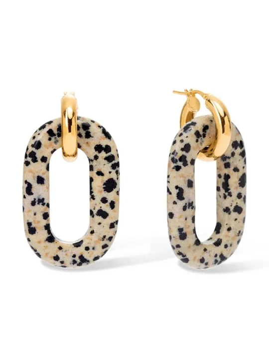 Zdjęcie produktu BERRIES damskie srebrne pozłacane jaspisowe Duo Freckles MAXI Earings