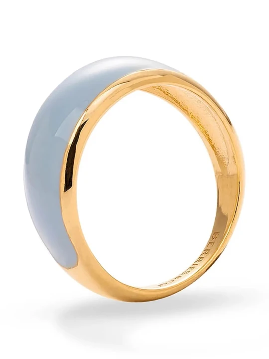 Zdjęcie produktu BERRIES damskie srebro pozłacane emalia Viva Vintage Blue Mini Ring złoty
