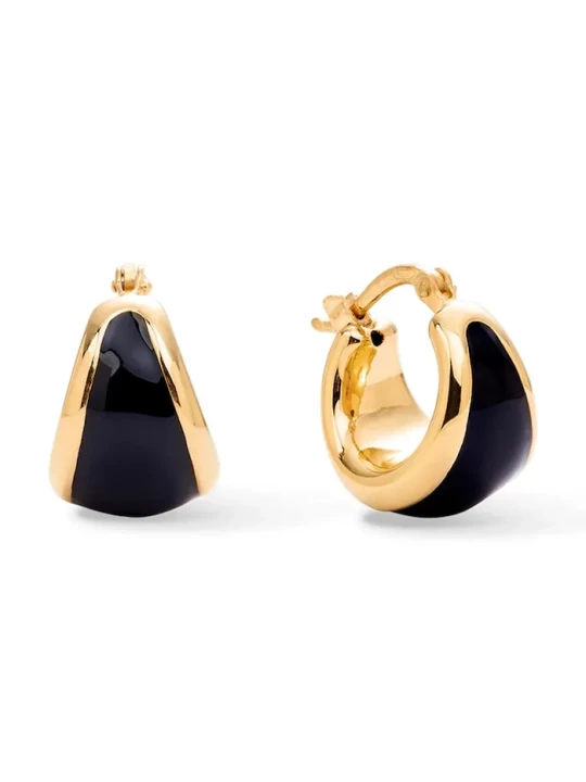 Zdjęcie produktu BERRIES kolczyki damskie srebrne pozłacane emaliowane Viva Black Earings złoty