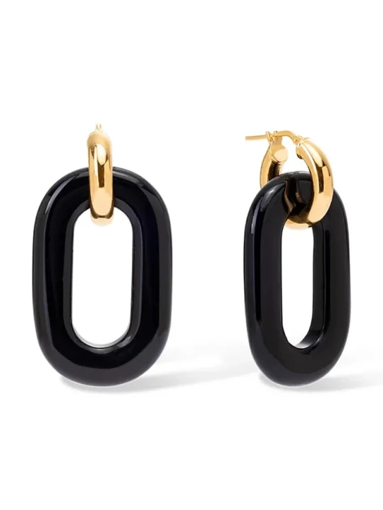 Zdjęcie produktu BERRIES kolczyki damskie srebrne pozłacane obsydianowe Duo Black MAXI Earrings