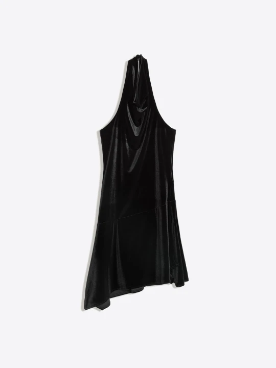Zdjęcie produktu Bershka Aksamitna Sukienka Mini Typu Halter Z Drapowaniem Kobieta Czarny