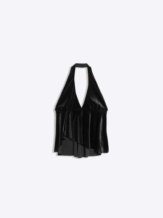 Zdjęcie produktu Bershka Aksamitny Top Halter Kobieta Czarny