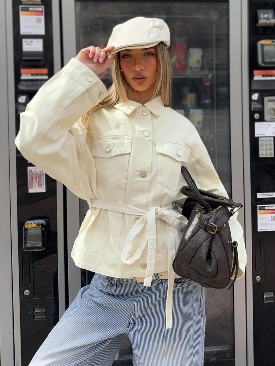 Zdjęcie produktu Bershka Baskijski Beret Kobieta Kremowy