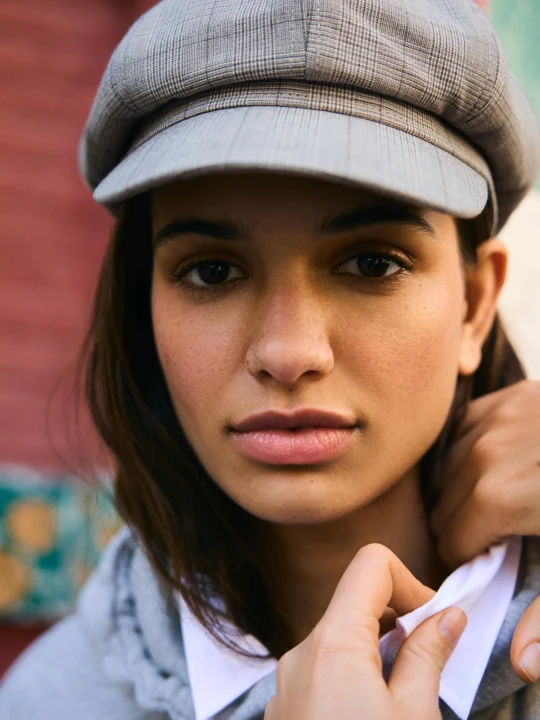 Zdjęcie produktu Bershka Beret W Kratę Kobieta Mieszanka Szarości
