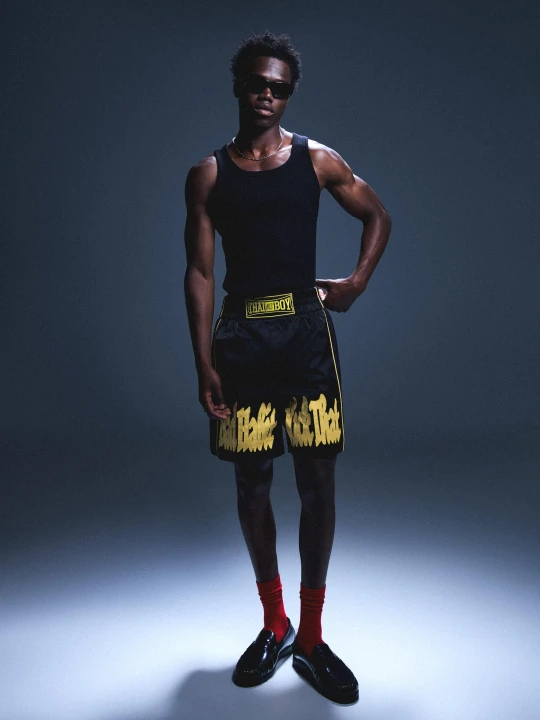 Zdjęcie produktu Bershka Bermudy Boxy Nts X Thaiboy Digital Mężczyzna Czarny