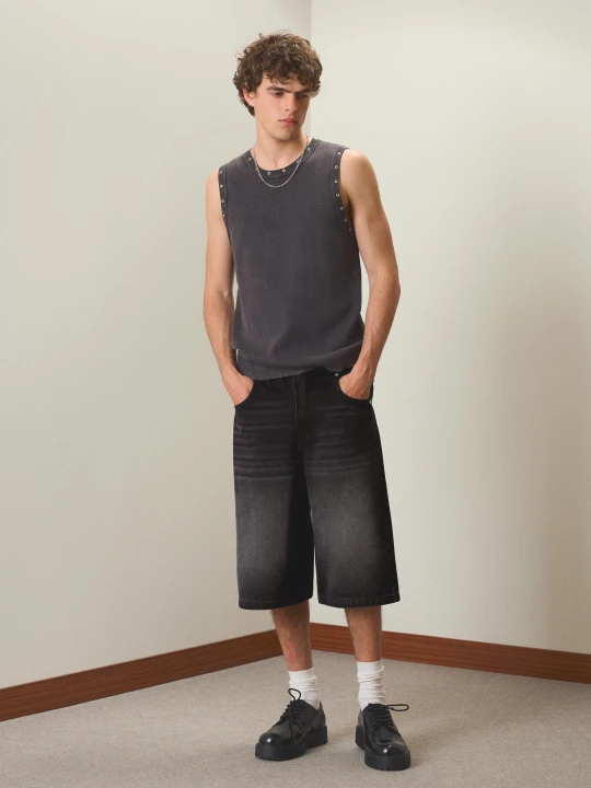 Zdjęcie produktu Bershka Bermudy Jeansowe O Kroju Baggy Mężczyzna Czarny