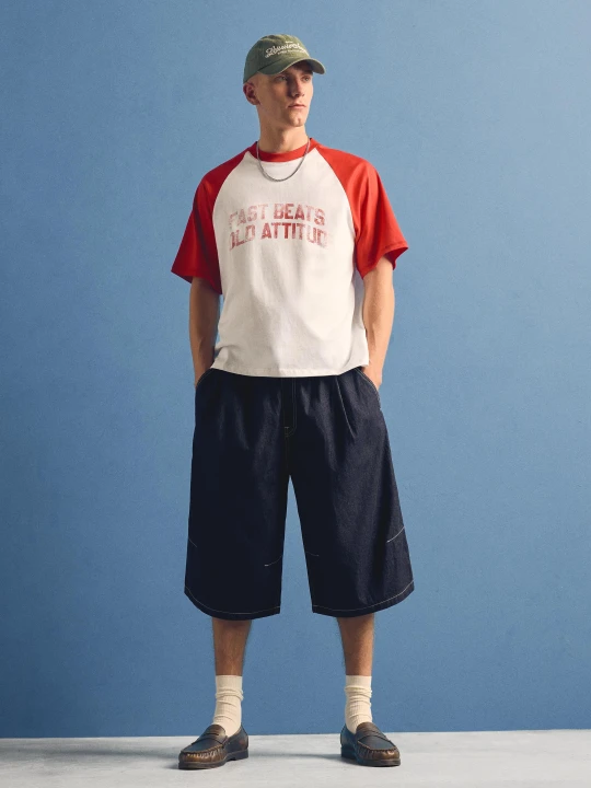 Zdjęcie produktu Bershka Bermudy Jeansowe Parachute Mężczyzna Granatowy