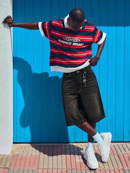 Zdjęcie produktu Bershka Bermudy Z Denimu O Kroju Baggy Mężczyzna Czarny