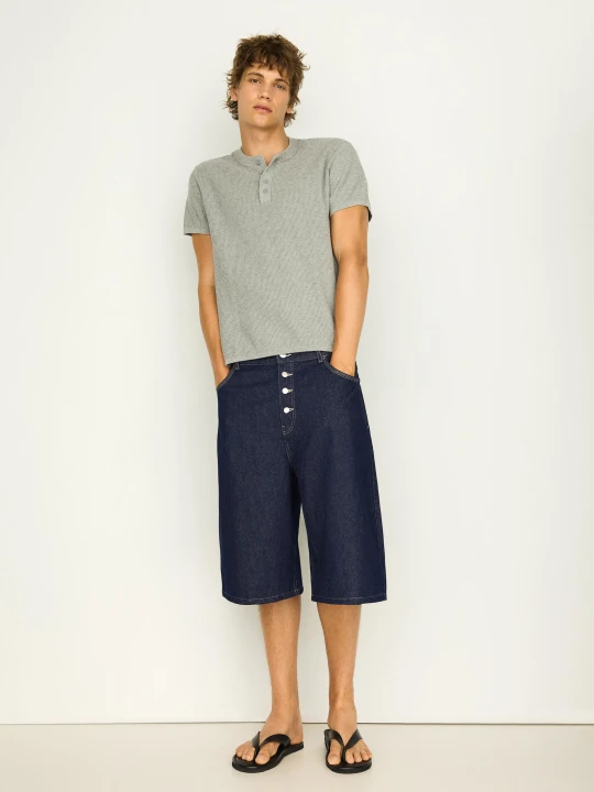 Zdjęcie produktu Bershka Bermudy Z Denimu O Kroju Barrel Mężczyzna Granatowy