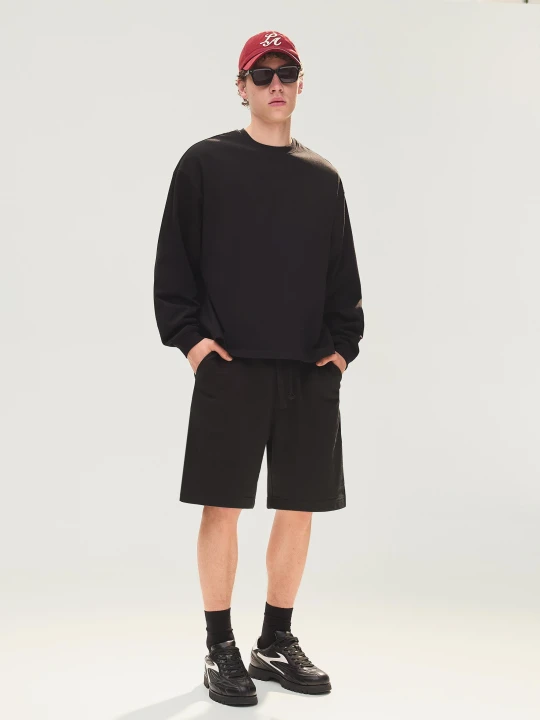 Zdjęcie produktu Bershka Bermudy Z Dzianiny Dresowej Mężczyzna Czarny