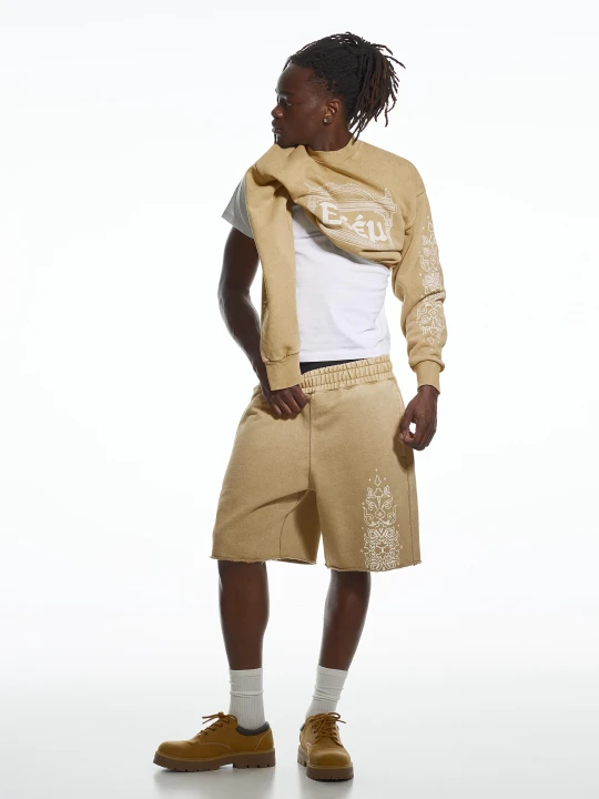 Zdjęcie produktu Bershka Bermudy Z Efektem Prania Aries X Bershka Mężczyzna Wielbłądzi
