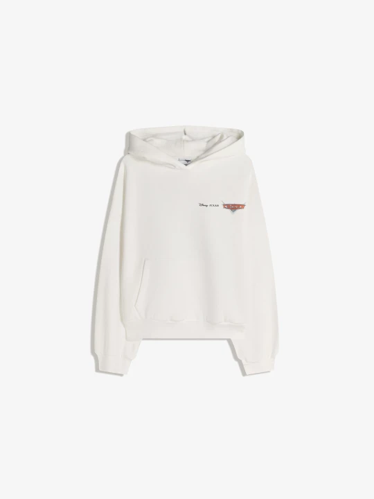 Zdjęcie produktu Bershka Bluza Cars Z Kapturem I Nadrukiem Kobieta Biały Złamany