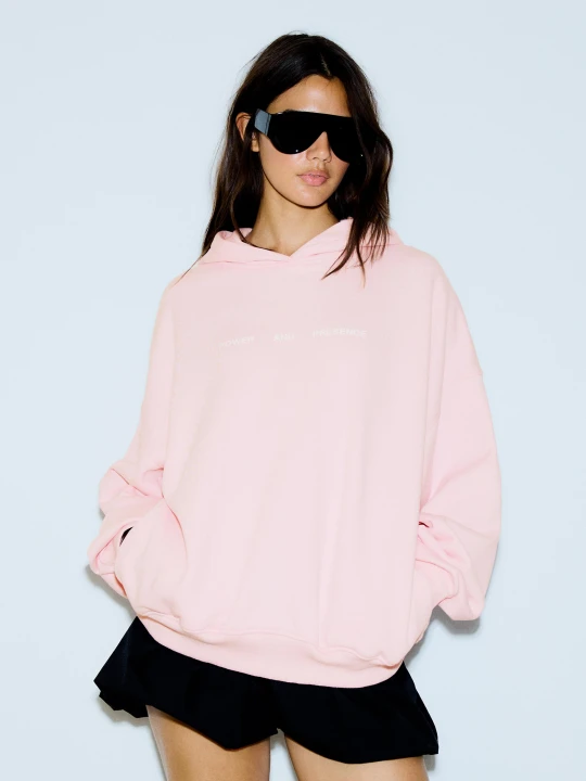 Zdjęcie produktu Bershka Bluza Oversize Z Kapturem I Nadrukiem Kobieta Różowy