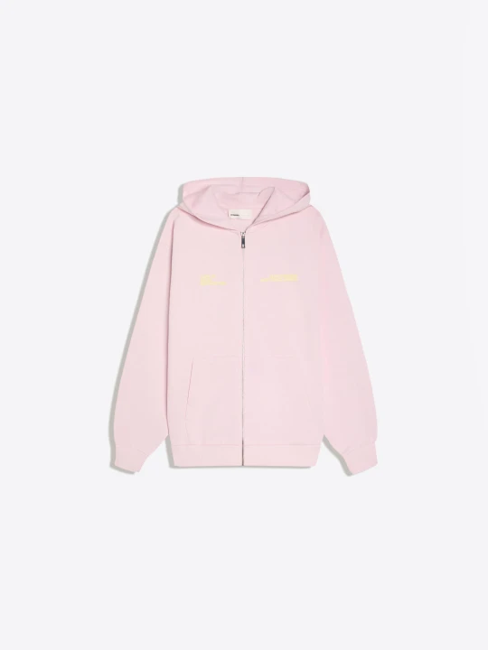 Zdjęcie produktu Bershka Bluza Oversize Z Kapturem, Suwakiem I Nadrukiem Kobieta Różowy