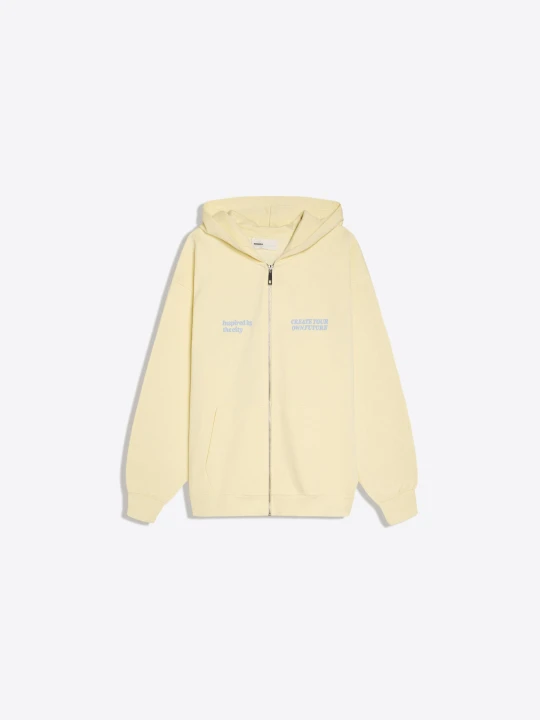 Zdjęcie produktu Bershka Bluza Oversize Z Kapturem, Suwakiem I Nadrukiem Kobieta Żółty