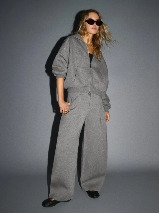 Zdjęcie produktu Bershka Bluza Z Kapturem I Błyszczącymi Elementami Kobieta Szary