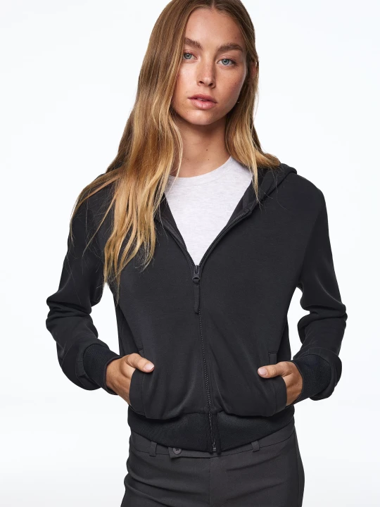 Zdjęcie produktu Bershka Bluza Z Kapturem I Suwakiem Kobieta Ciemnoszary