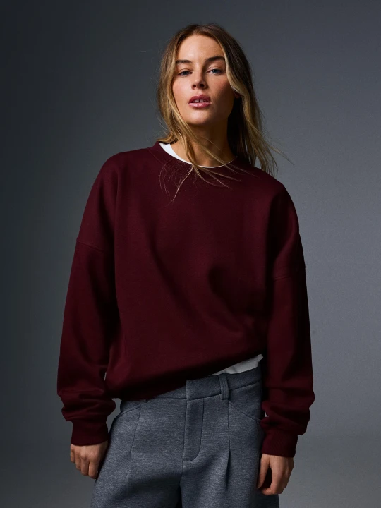Zdjęcie produktu Bershka Bluza Z Okrągłym Dekoltem Kobieta Rubinowy