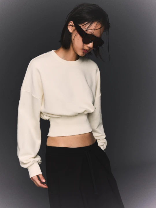 Zdjęcie produktu Bershka Bluza Z Pasem Kobieta Kremowy
