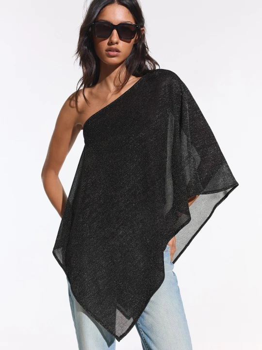 Zdjęcie produktu Bershka Błyszcząca Peleryna Kobieta Czarny