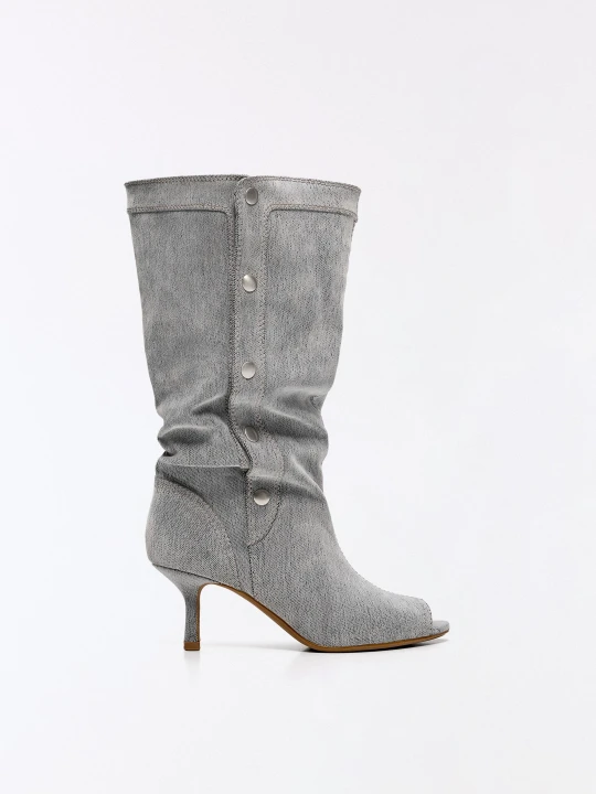 Zdjęcie produktu Bershka Botki Peep Toe O Kroju Slouchy Kobieta Wyblakły Niebieski