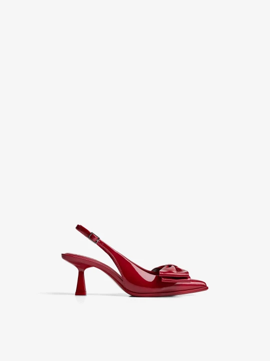 Zdjęcie produktu Bershka Buty Na Obcasie Typu Kitten Heel Z Kokardą Kobieta Czerwony